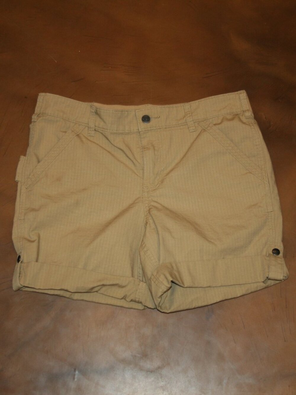 CARHARTT Original Fit 10 Tan Cuffed Shorts Waist: 32" Stretch Rear Waist Womens